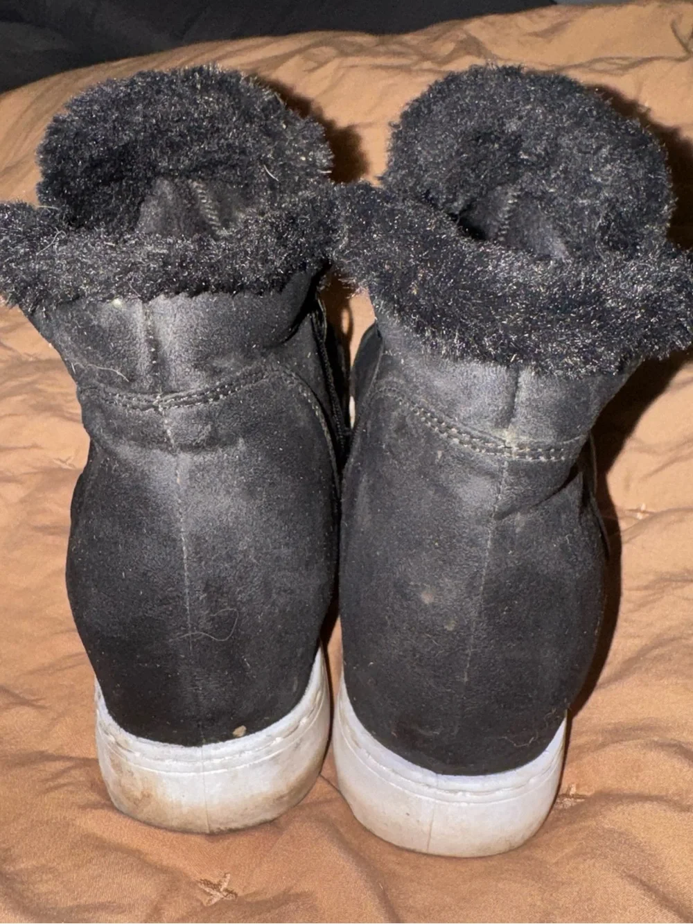 C&C California Black Faux Fur-Lined Ankle Zip Boots